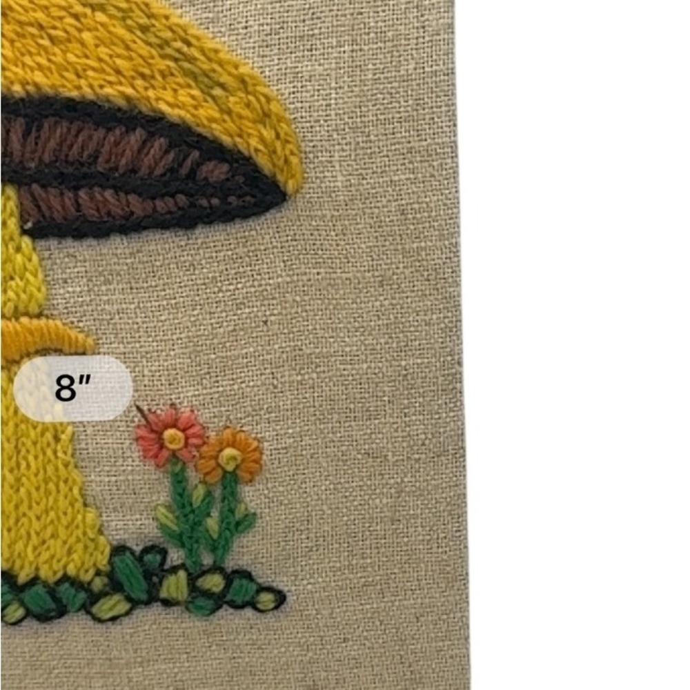 Vintage Mushroom Crewel Embroidery Wall Art 8x10 Handmade Toadstool Butterfly 70 - Picture 3 of 5